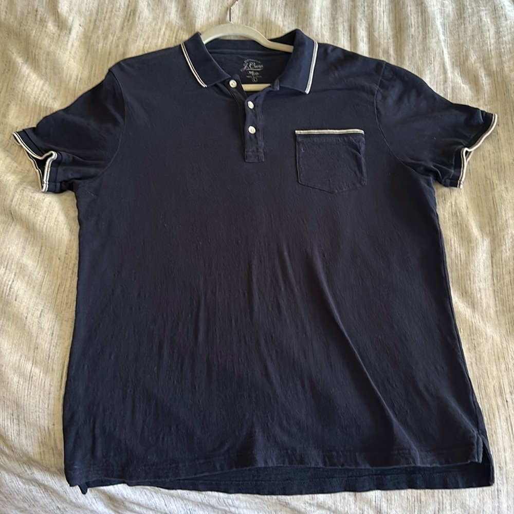 Jcrew 3 button polo in navy with white trim